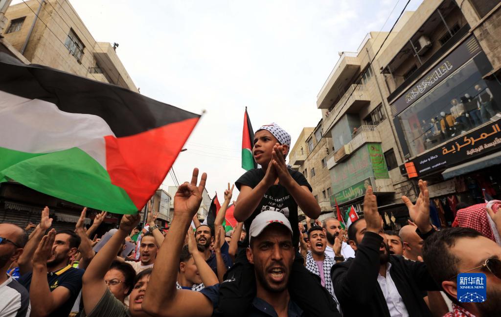 約旦民眾游行聲援巴勒斯坦